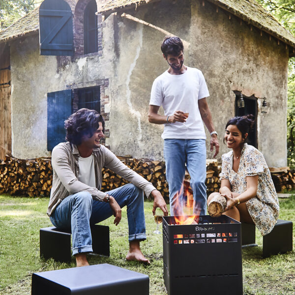 Brasero Kubik Bois et Charbon Jardin Extérieur Grill Cheminee Exterieur Brasero Origine France Garantie