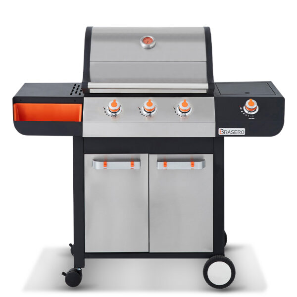 BARBECUES EMMA 3 FEUX + SIDE PLANCHA ET GRILLE FONTE BRASERO