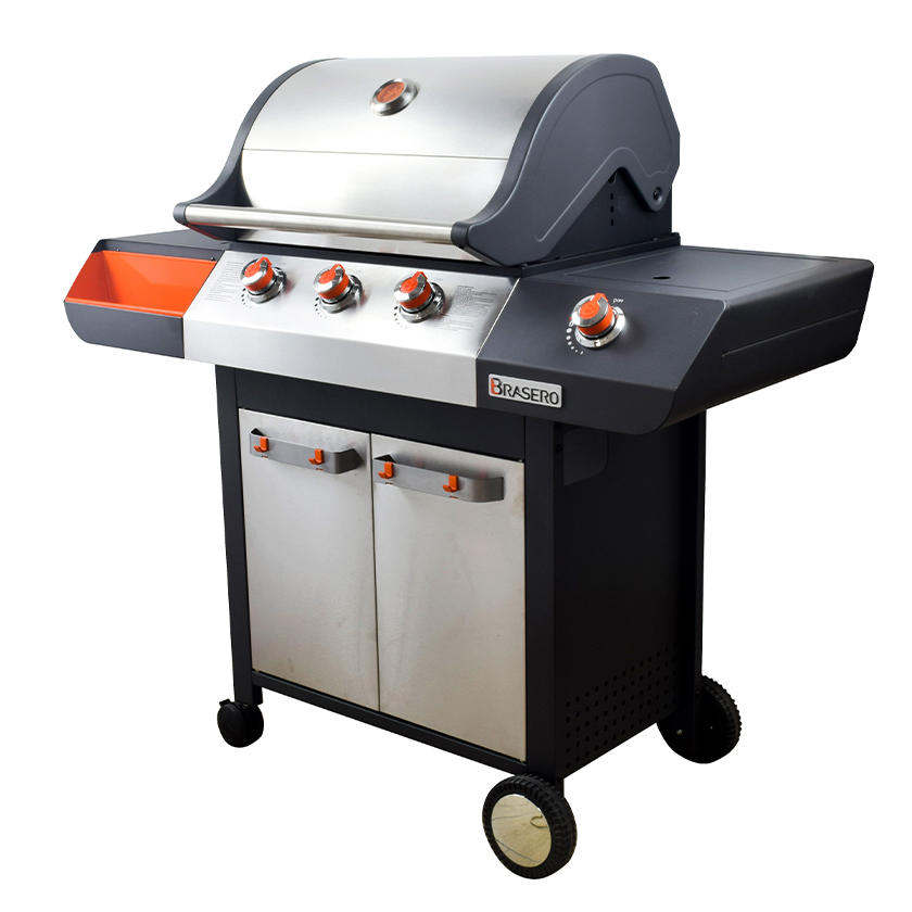 BARBECUES EMMA 3 FEUX + SIDE PLANCHA ET GRILLE FONTE BRASERO