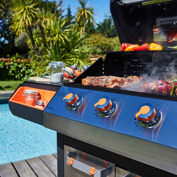 BARBECUES EMMA 3 FEUX + SIDE PLANCHA ET GRILLE FONTE BRASERO