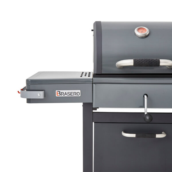 Barbecue Bi Energy Gun Metal Plancha gaz Barbecue charbon Bruleur lateral 3 modes cuisson Brasero