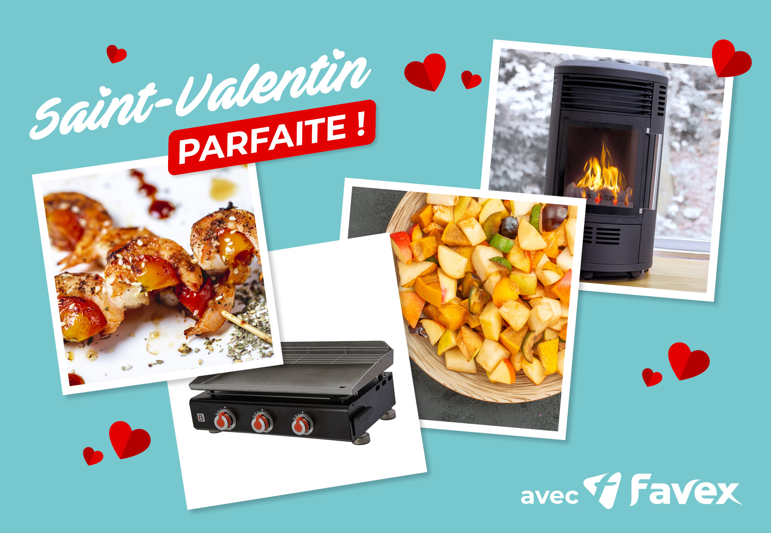 Entête article St Valentin Plancha, crevettes, pommes et Chauffage