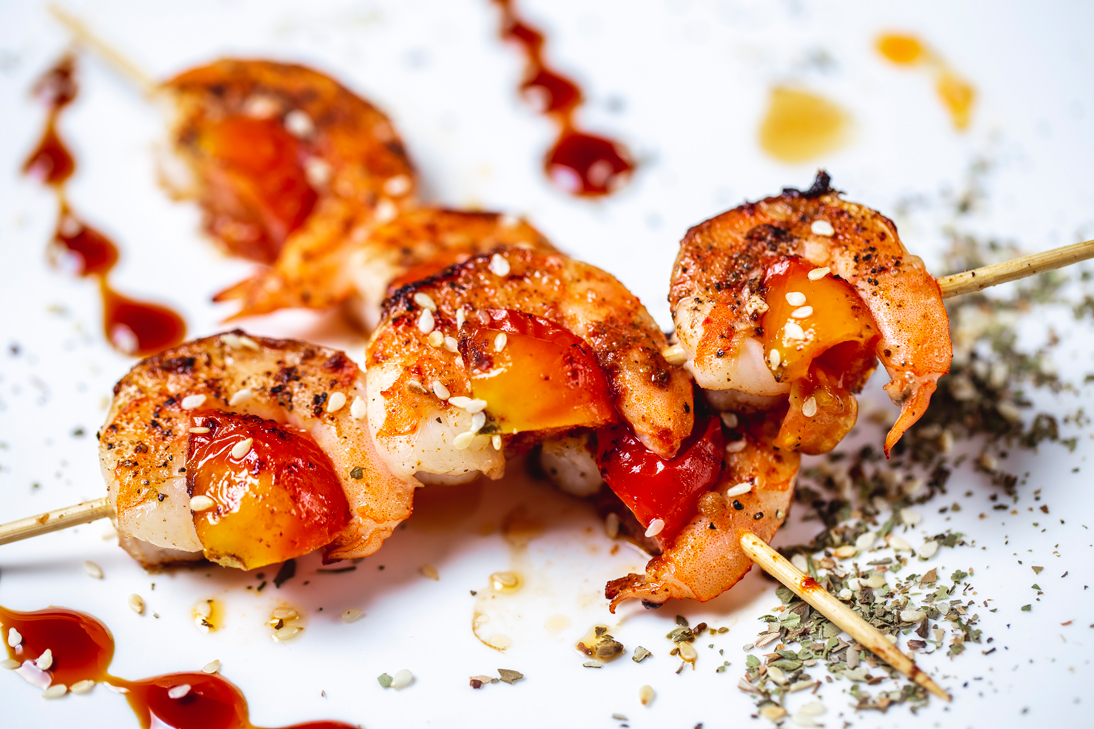 saint valentin brochettes crevettes