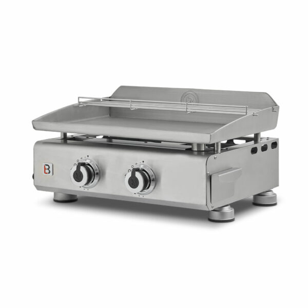 Plancha gaz Silvia IIG 2 feux inox Grille de maintien chaud Brasero