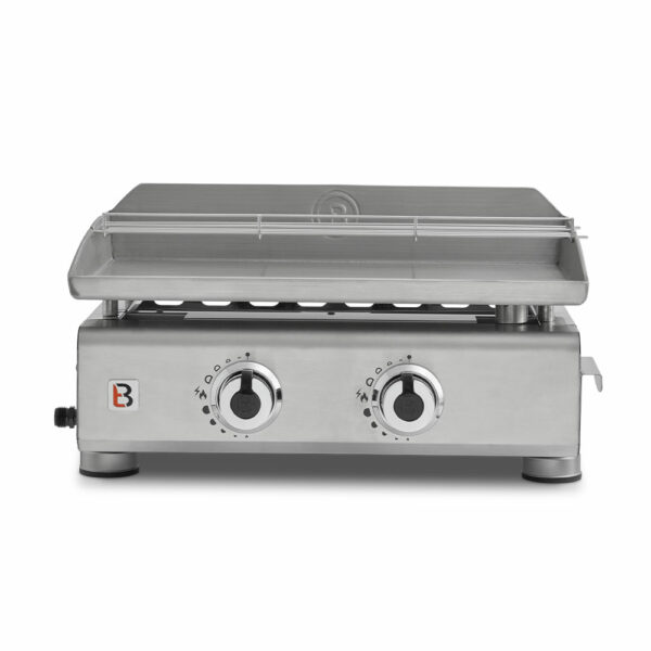 Plancha gaz Silvia IIG 2 feux inox Grille de maintien chaud Brasero