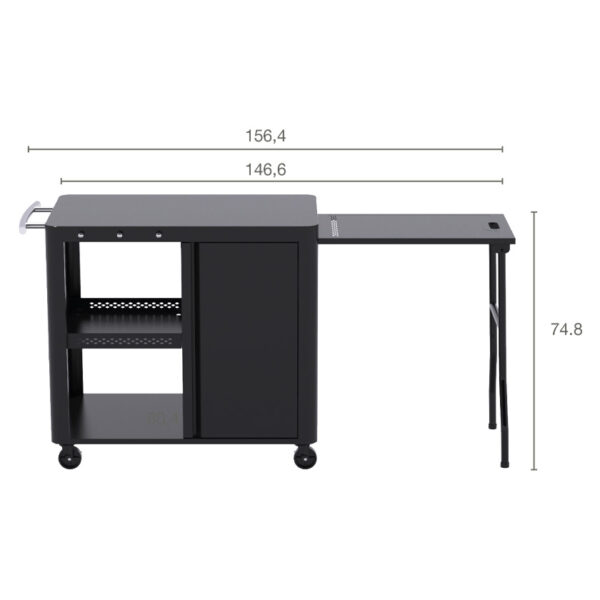 Schéma Dimensions Desserte Brasero Evolution Chariot Plancha rangements meuble table d appoint Brasero