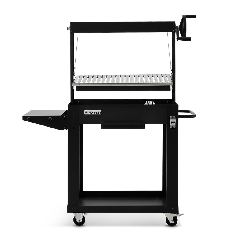 Barbecue Bois Charbon Galdana Chariot manivelle grille hauteur ajustable Brasero