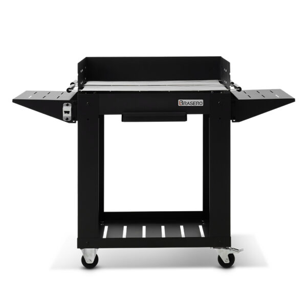 Barbecue Charbon Bois Brasero Barbecue Gerone Grande surface de cuisson Sur chariot tablette inferieure Brasero