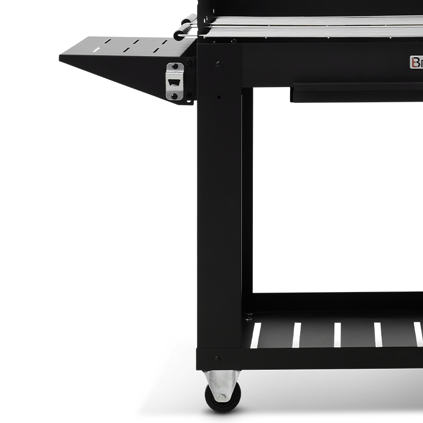 Barbecue Charbon Bois Brasero Barbecue Gerone Grande surface de cuisson Sur chariot tablette inferieure Brasero