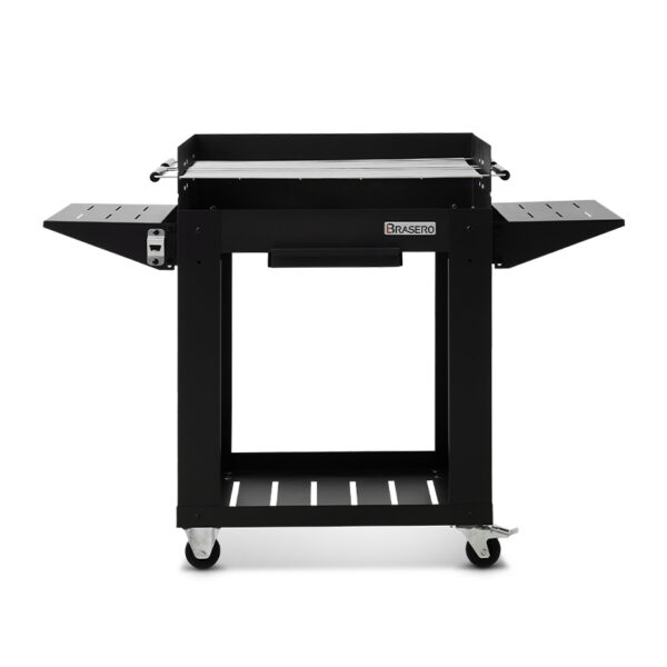 Barbecue Charbon Bois Brasero Barbecue Gerone Grande surface de cuisson Sur chariot tablette inferieure Brasero