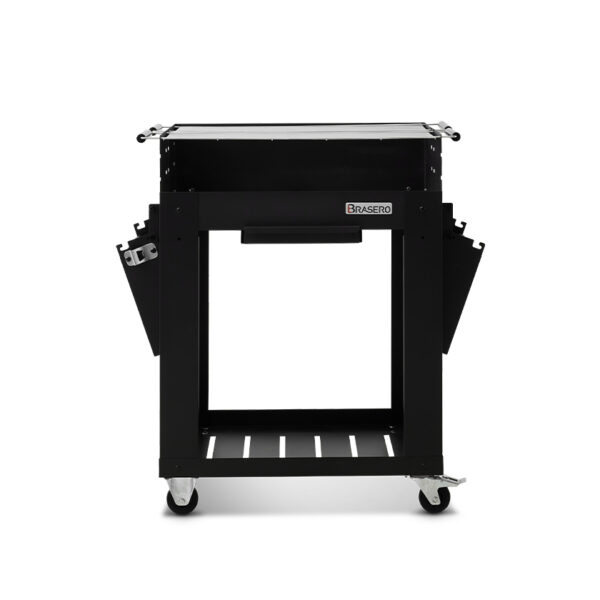 Barbecue Charbon Bois Brasero Barbecue Gerone Grande surface de cuisson Sur chariot tablette inferieure Brasero