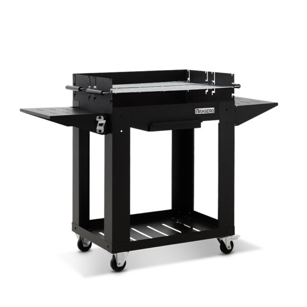 Barbecue Charbon Bois Brasero Barbecue Gerone Grande surface de cuisson Sur chariot tablette inferieure Brasero